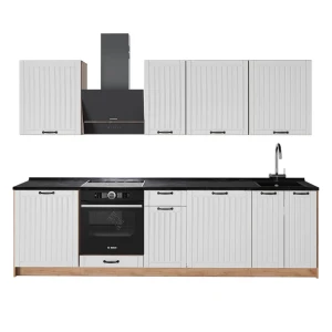 Kitchenette Fame-Line Casa de campo branca/Carvalho dourado 280 cm, AP Antracite Vicco