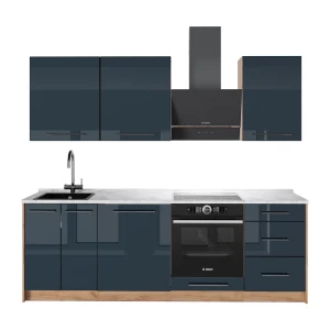 Kök Fame-Line Mörkblå högblank/Goldkraft ek 230 cm AP Marble Vicco