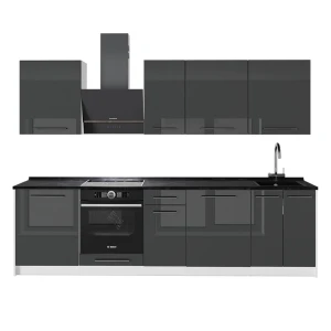 Kitchenette Fame-Line Antracite alto brilho/Branco 280 cm, AP Antracite Vicco