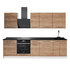 Küchenzeile Fame-Line Goldkraft Eiche/Weiß 280 cm, AP Anthrazit Vicco