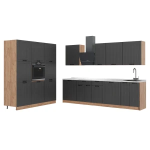 Keittonurkkaus Fame-Line Tumman harmaa/Goldkraft tammi 460 cm, AP Marble Vicco