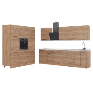 Cucina componibile Fame-Line Rovere dorato/Rovere dorato 460 cm, PL Marmo Vicco