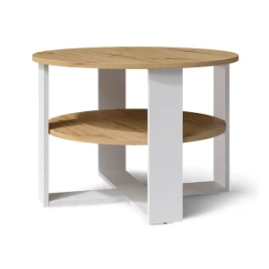 Mesa de centro Romeo Branco/Carvalho artesanal 68 x 68 cm Vicco
