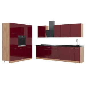 Keittonurkkaus Fame-Line Bordeaux korkeakiilto/Goldkraft tammi 460 cm, AP Antrasiitti Vicco