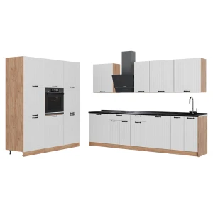 Kitchenette Fame-Line Casa de campo branca/Carvalho dourado 460 cm, AP Antracite Vicco