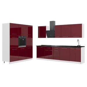 Kitchenette Fame-Line Bordeaux alto brilho/Branco 460 cm, AP Antracite Vicco
