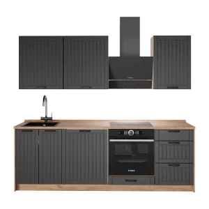 Keittonurkkaus Fame-Line Tumman harmaa/Goldkraft tammi 230 cm, AP Oak Vicco