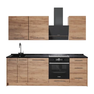 Küchenzeile Fame-Line Goldkraft Eiche/Goldkraft Eiche 230 cm, AP Anthrazit Vicco