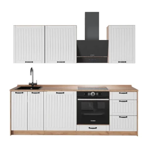 Keittonurkkaus Fame-Line Valkoinen maalaistalo/Goldkraft tammi 230 cm, AP Oak Vicco