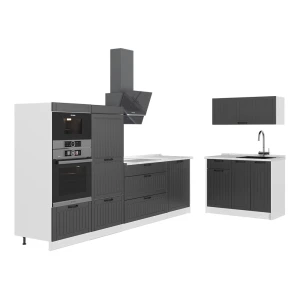 Keittiö Fame-Line Tumman harmaa/Valkoinen 380 cm, AP Marble Vicco
