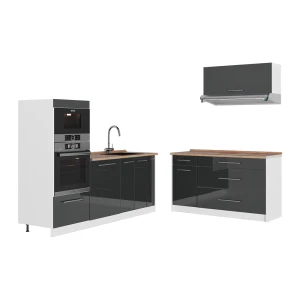 Køkken Fame-Line Antracit højglans/Hvid 340 cm, BP Eg Vicco