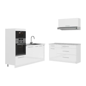 Keuken Fame-Line Wit Hoogglans/Wit 340 cm, WB Marmer Vicco