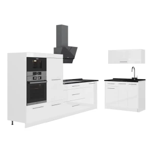 Cozinha Fame-Line Branco alto brilho/Branco 380 cm sem bancada Vicco