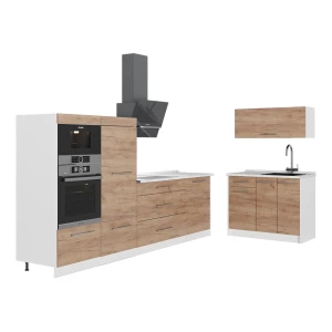 Cozinha Fame-Line Carvalho dourado 380 cm, Mármore AP Vicco