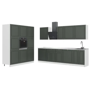 Zabudowa kuchenna Fame-Line Green Gold Country/Biały 460 cm, BP Marmur Vicco