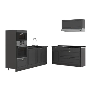 Køkken Fame-Line Anthrazit-Gold Landhaus/Antracit 340 cm, BP Antracit Vicco