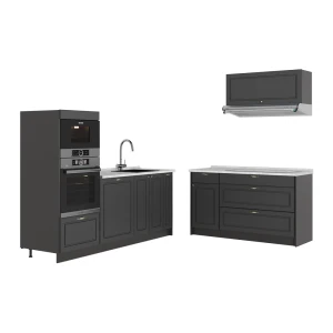 Køkken Fame-Line Anthrazit-Gold Landhaus/Antracit 340 cm, BP Marmor Vicco