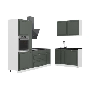 Køkken Fame-Line Grøn guld Country/Hvid 220 x 120 cm, BP Antracit Vicco