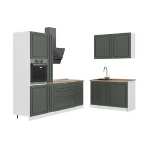 Køkken Fame-Line Grøn guld Country/Hvid 220 x 120 cm, BP Eg Vicco