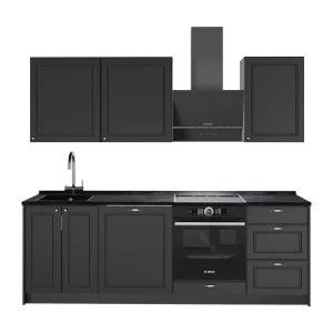 Complete keukeneenheid Fame-Line Anthrazit-Gold Landhaus/Antraciet 230 cm zonder werkblad Vicco