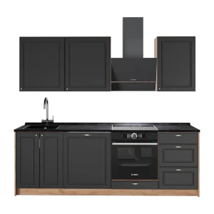 Keittonurkkaus Fame-Line Antrasiitti-kultainen maalaistalo/Goldkraft tammi 230 cm, AP Antrasiitti Vicco