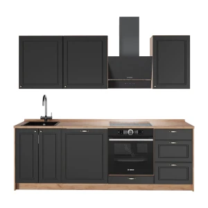 Keittonurkkaus Fame-Line Antrasiitti-kultainen maalaistalo/Goldkraft tammi 230 cm, AP Oak Vicco