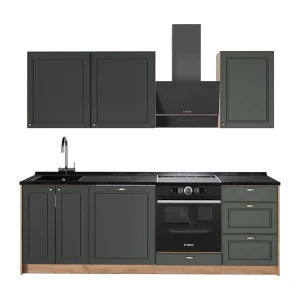 Kitchenette Fame-Line Casa de campo verde e dourada/Carvalho dourado 230 cm, AP Antracite Vicco