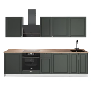 Kitchenette Fame-Line Casa de campo verde e dourada/Branco 280 cm, AP Carvalho Vicco