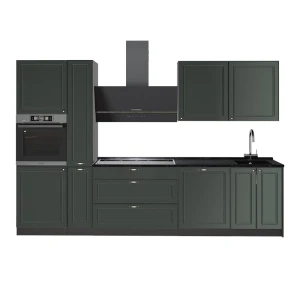 Küchenzeile Fame-Line Grün-Gold Landhaus/Anthrazit 310 cm, AP Anthrazit Vicco