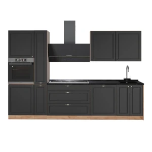 Køkkenrække Fame-Line Anthrazit-Gold Landhaus/Gylden eg 310 cm, BP Antracit Vicco