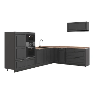 Kuchnia narożna Fame-Line Anthrazit Gold rustykalny/Antracyt 327 x 227 cm, BP Dąb Vicco
