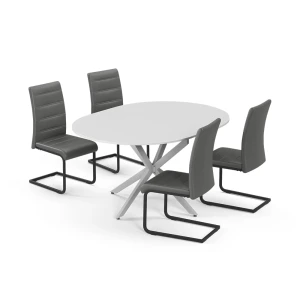 Spisebordssæt Loyd Hvid/Grå 120 x 120 cm med 4 spisestuestole, grå Vicco