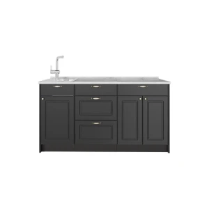 Køkkenenhed Fame-Line Anthrazit-Gold Landhaus 150 cm, BP Marmor Vicco