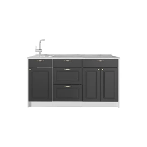 Køkkenenhed Fame-Line Anthrazit-Gold Landhaus 150 cm, BP Marmor Vicco