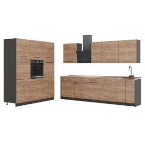 Zabudowa kuchenna Fame-Line Dąb goldkraft/Antracyt 460 cm, BP Dąb Vicco