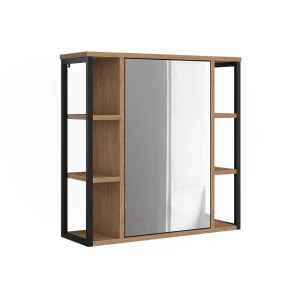 Badspiegelschrank Linara Eiche/Schwarz 60 x 60 cm Vicco