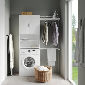 Waschmaschinenschrank Martha Weiß 64 x 190 cm mit 2 kurzen Türen livinity®