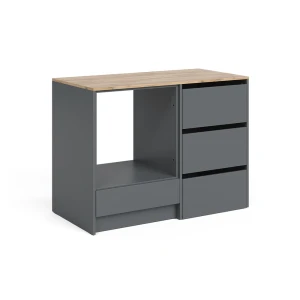 Mobile per forno Viktor Antracite/Rovere dorato 116.8 cm con 4 pratici cassetti Vicco