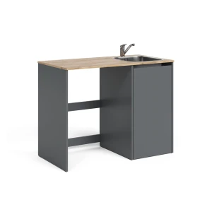 Washing machine cabinet Viktor Anthracite/Goldkraft oak 113.6 x 88.2 cm with sink & tap Vicco