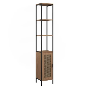 Hochschrank Linara Eiche/Schwarz 30 x 180 cm Vicco