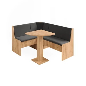 Grupo de bancos de canto Ramon Carvalho dourado 137.6 x 92.8 cm com mesa de canto Vicco