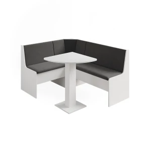 Grupo de bancos de canto Ramon Branco 60 x 60 cm com mesa de canto Vicco