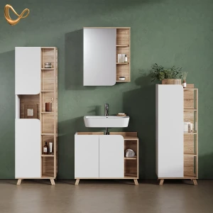 Badmöbel-Set Marano Sonoma/Weiß 4-teilig livinity®