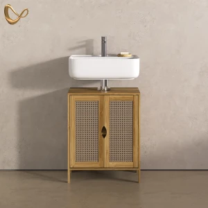 Waschbeckenunterschrank Mincio Bambus 48 x 60 cm mit 2 Türen livinity®