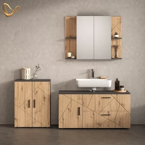 Badmöbel-Set Ronco Anthrazit/Artisan-Eiche 3-teilig livinity®