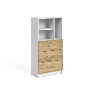 Universal cabinet Tomy White/Goldkraft oak 60 x 120 cm with 3 drawers Vicco