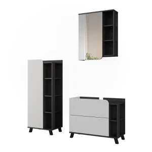 Badkamermeubelset Karen Wit/Antraciet 3 delen Vicco