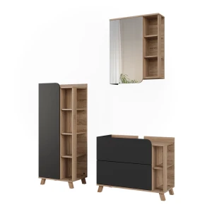 Set di mobili da bagno Karen Antracite/Sonoma 3 parti Vicco