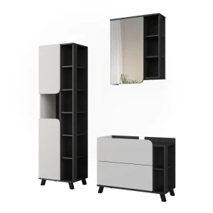 Badkamermeubelset Karen Wit/Antraciet 3 delen Vicco