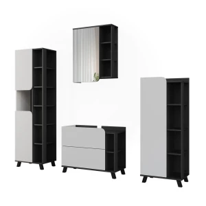 Badkamermeubelset Karen Wit/Antraciet 4 delen Vicco
